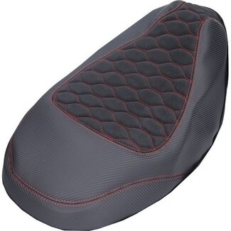 Piaggio buddydek (made in EU) Designo Alcantara zwart/rood (sticksels) zip2000