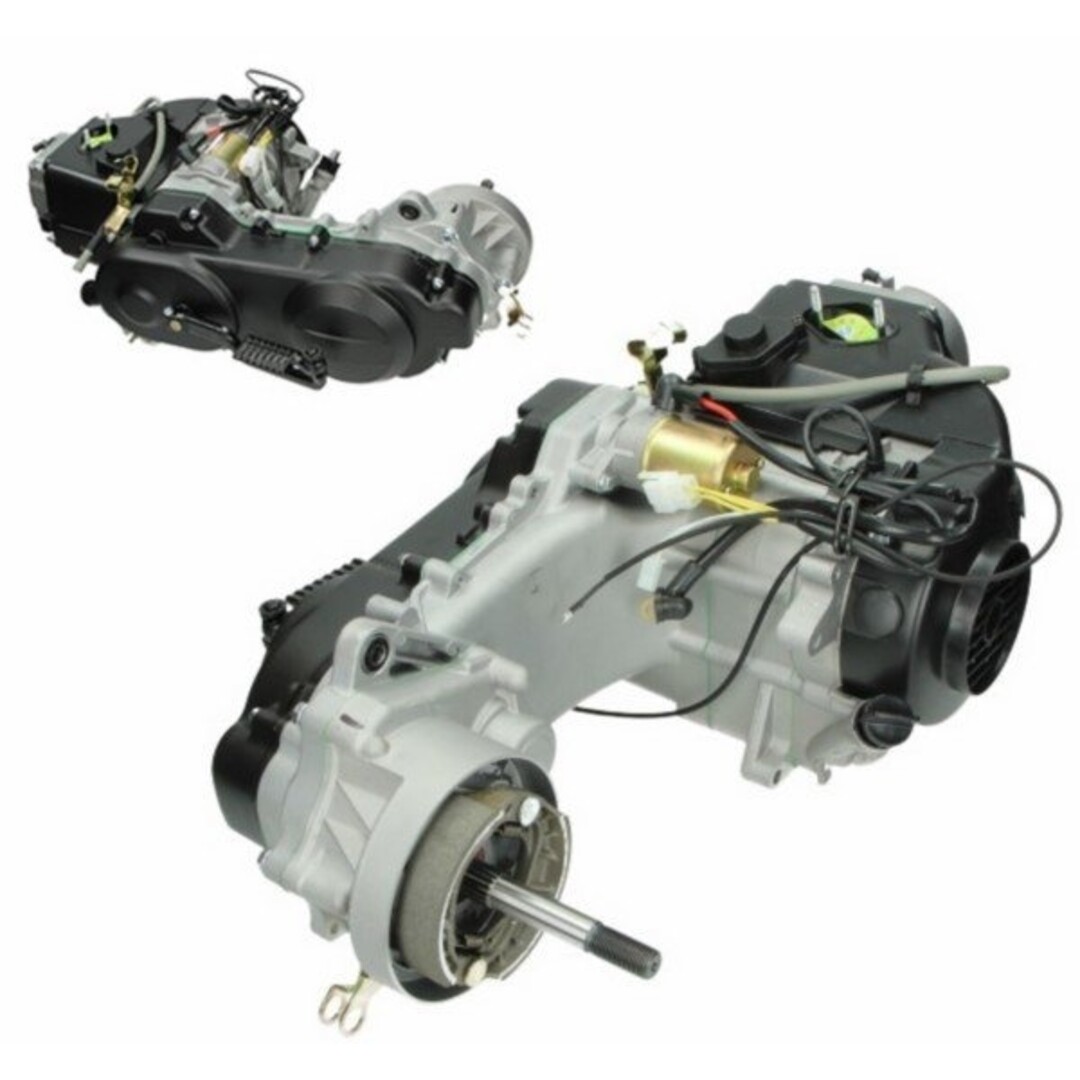 GY6 motorblok compleet Euro-4 10 inch lange as – China 4T met dubbele schokdemper, zonder Dellorto ECS-systeem, zonder spruitstuk