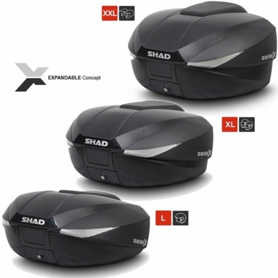 topkoffer verstelbaar 3-standen 58L zwart/carbon shad sh58x