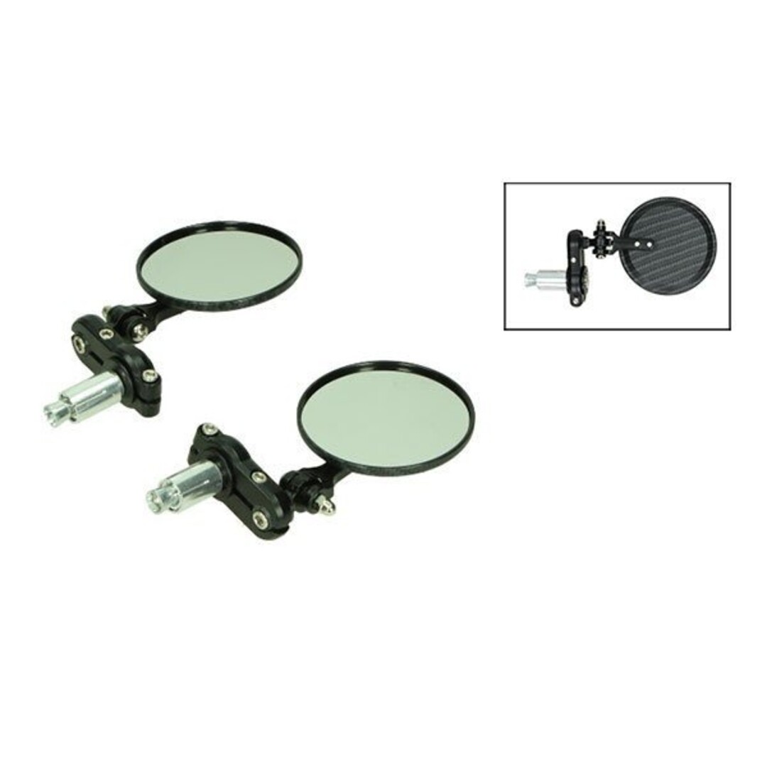 Piaggio spiegelset stuurbevestiging rond bar end CNC o.a. gts all/scooter/sprin/univ/zip carbon DMP
