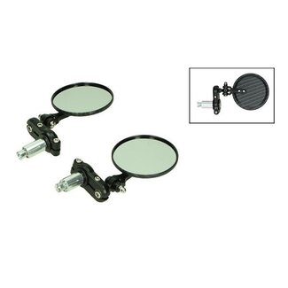 Piaggio spiegelset stuurbevestiging rond bar end CNC o.a. gts all/scooter/sprin/univ/zip carbon DMP