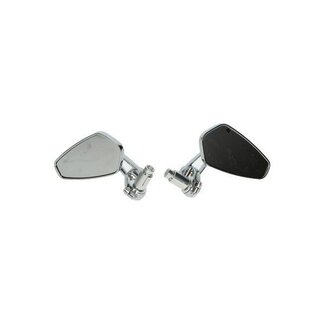 Piaggio spiegelset stuurbevestiging ovaal bar end CNC o.a. gts all/scooter/sprin/univ/zip chroom DMP