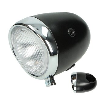 Puch Koplamp rond (made in EU) oldtimer koplamp zwart EI 130mm model Puch Maxier/model puch 130mm zwart