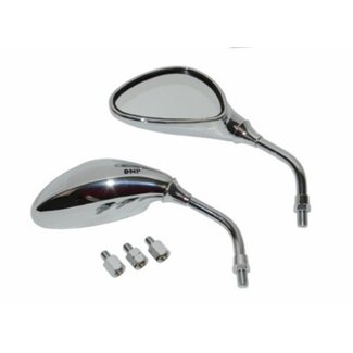 Spiegelset DMP kort chroom M8/M10 universeel scooter