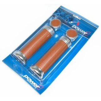 handvatset retro universeel leer cognac Power1