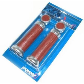 handvatset retro universeel leer bruin Power1