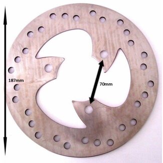 Peugeot remschijf aer/bux/cpi/f12/f15/moj/neo/nrg/ral/spe/spf/sr/sr fact/tgb/typ/viva 187mm voor DMP