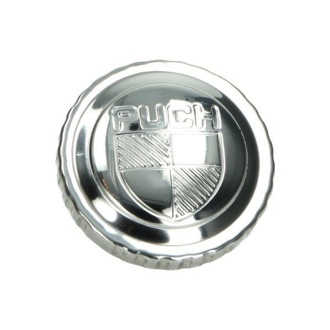 Puch benzinetankdop met logo puch 30mm chroom