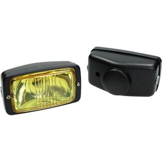 koplamp rechthoekig (made in EU) zwart geel glas 14cm guia