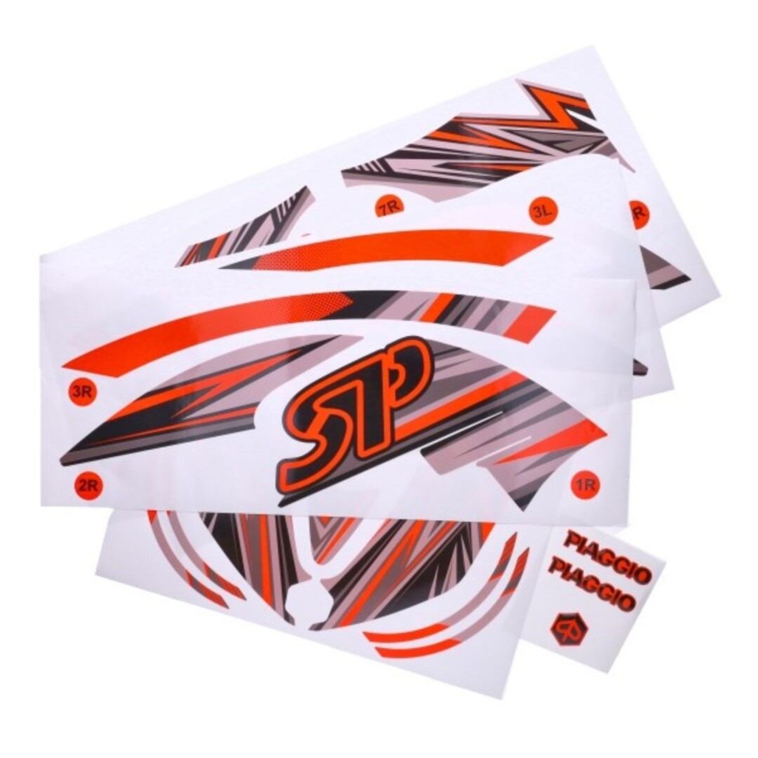 Piaggio stickerset GP1 zip sp oranje fluor 16-delig