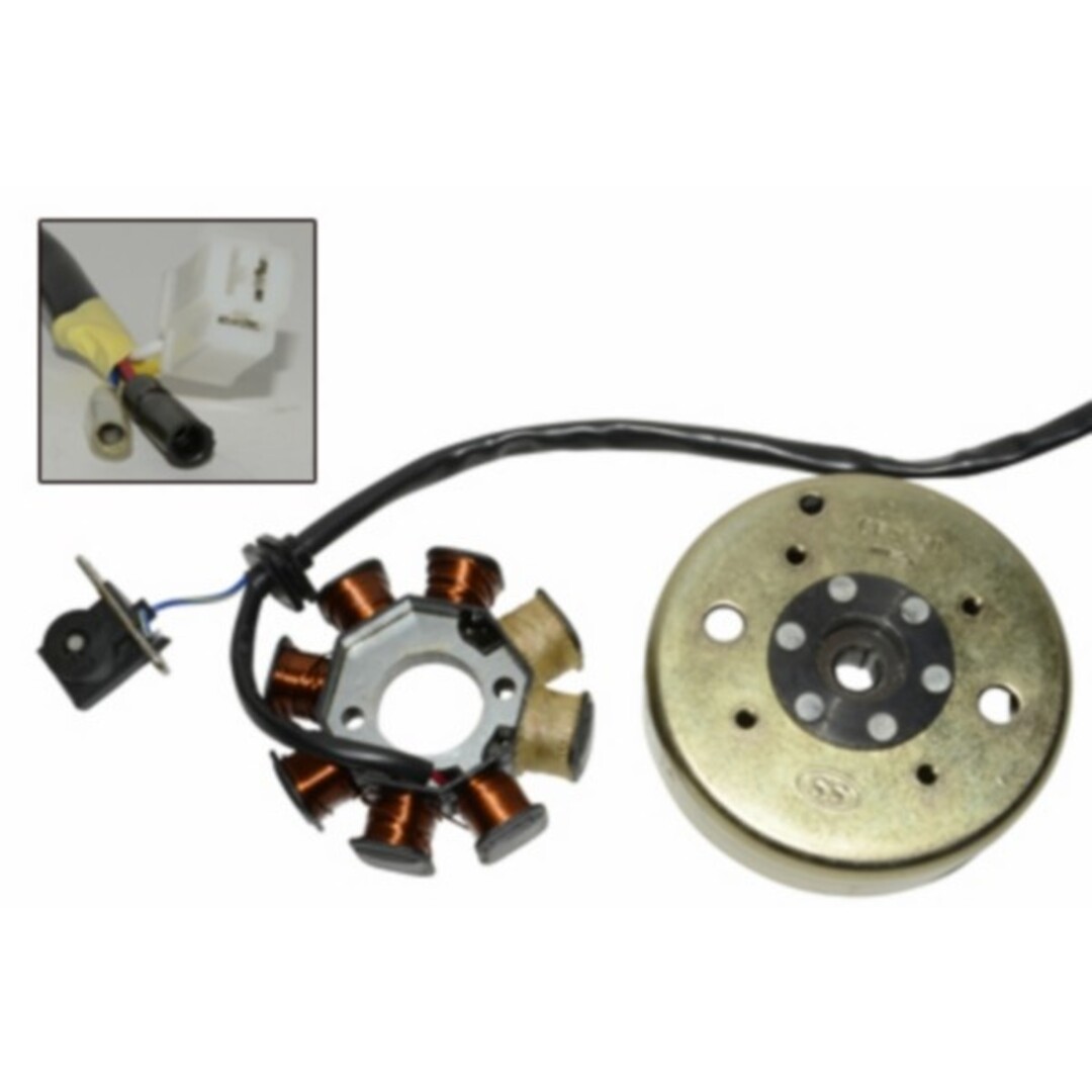 Complete ontsteking + vliegwiel voor Kymco 4T, China retro, Peugeot Kisbee/Django 4T, GY6 en V-Clic scooters