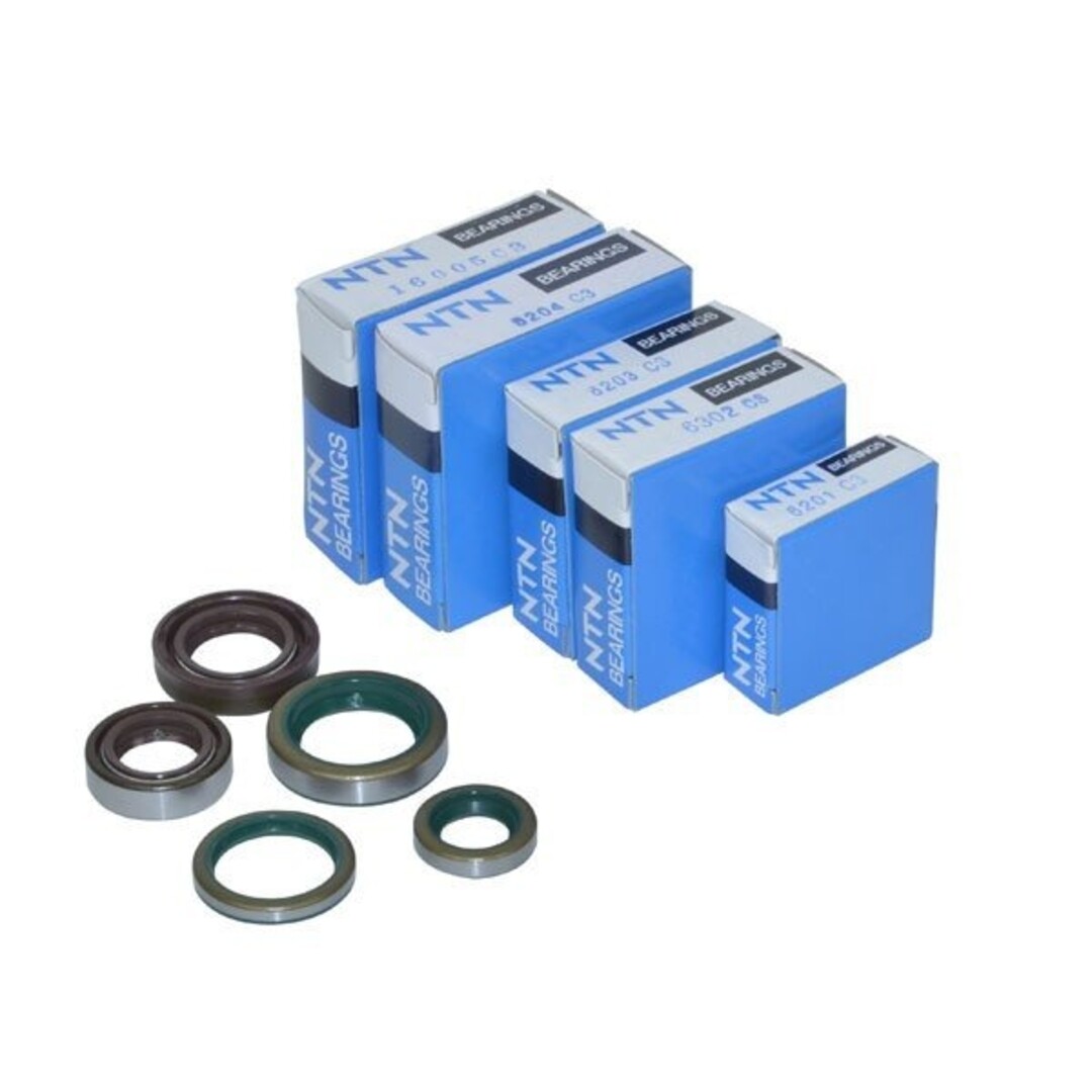 lager+keerringset compleet motor Zundapp 4V  (viton keeringen) 10-delig