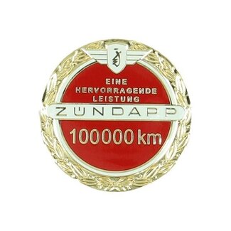 Zündapp  sticker zundapp logo 100.000 km Jubileum incl. speldje rood