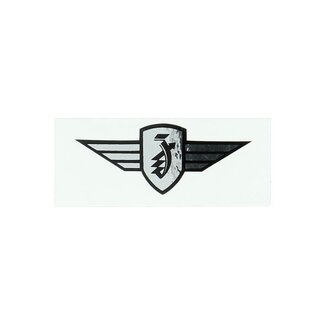 sticker zundapp logo vleugel chroom/zwart
