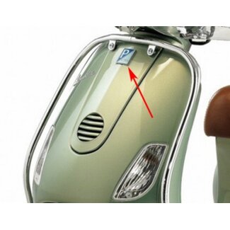 logo klik piaggio voorscherm gts/lxv/primaeuro/sporteuro/vespa lx/vespa S chroom/blauw piag orig 576464
