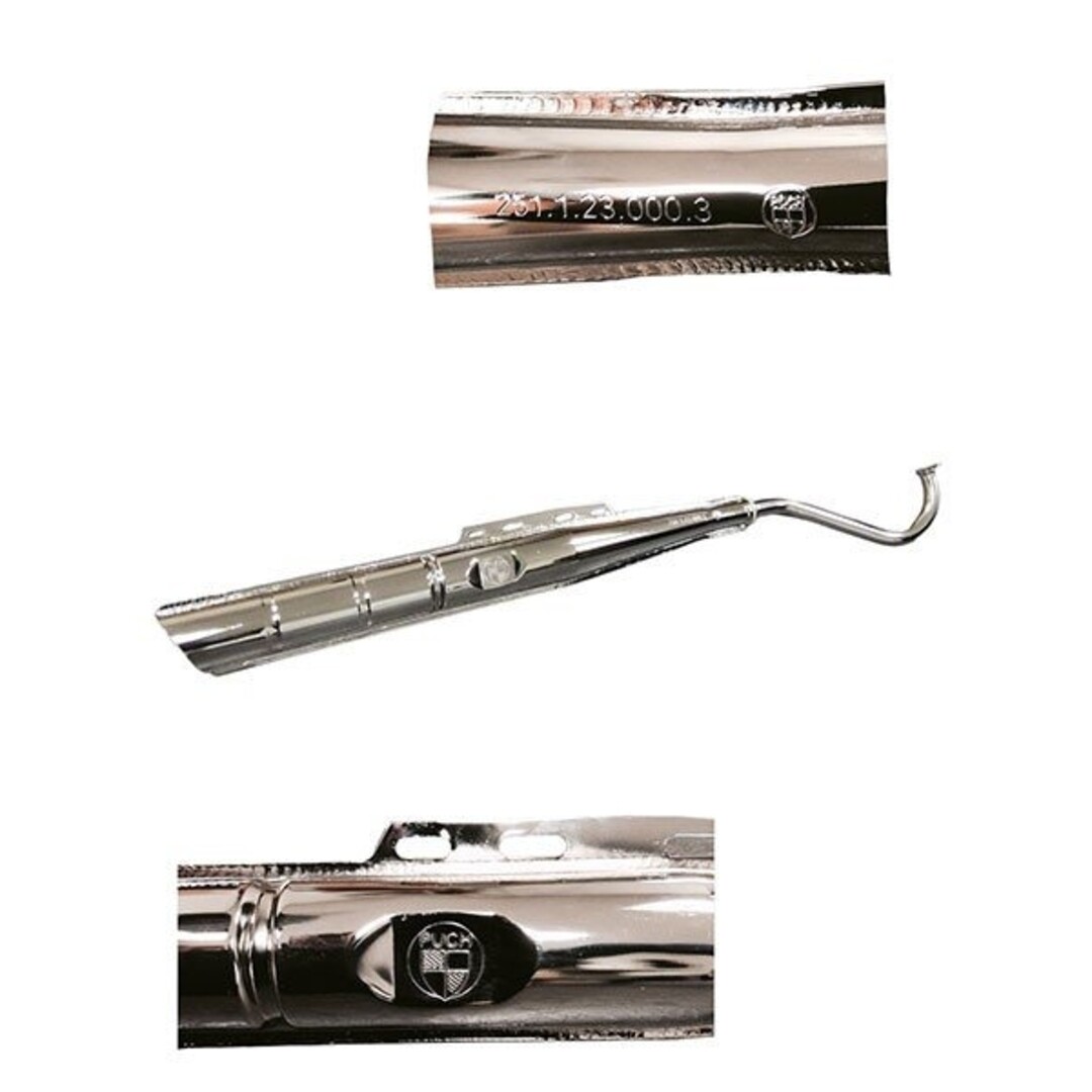 Puch Chromen uitlaat 22mm met logo (Made in EU) voor Puch Maxi bromfiets