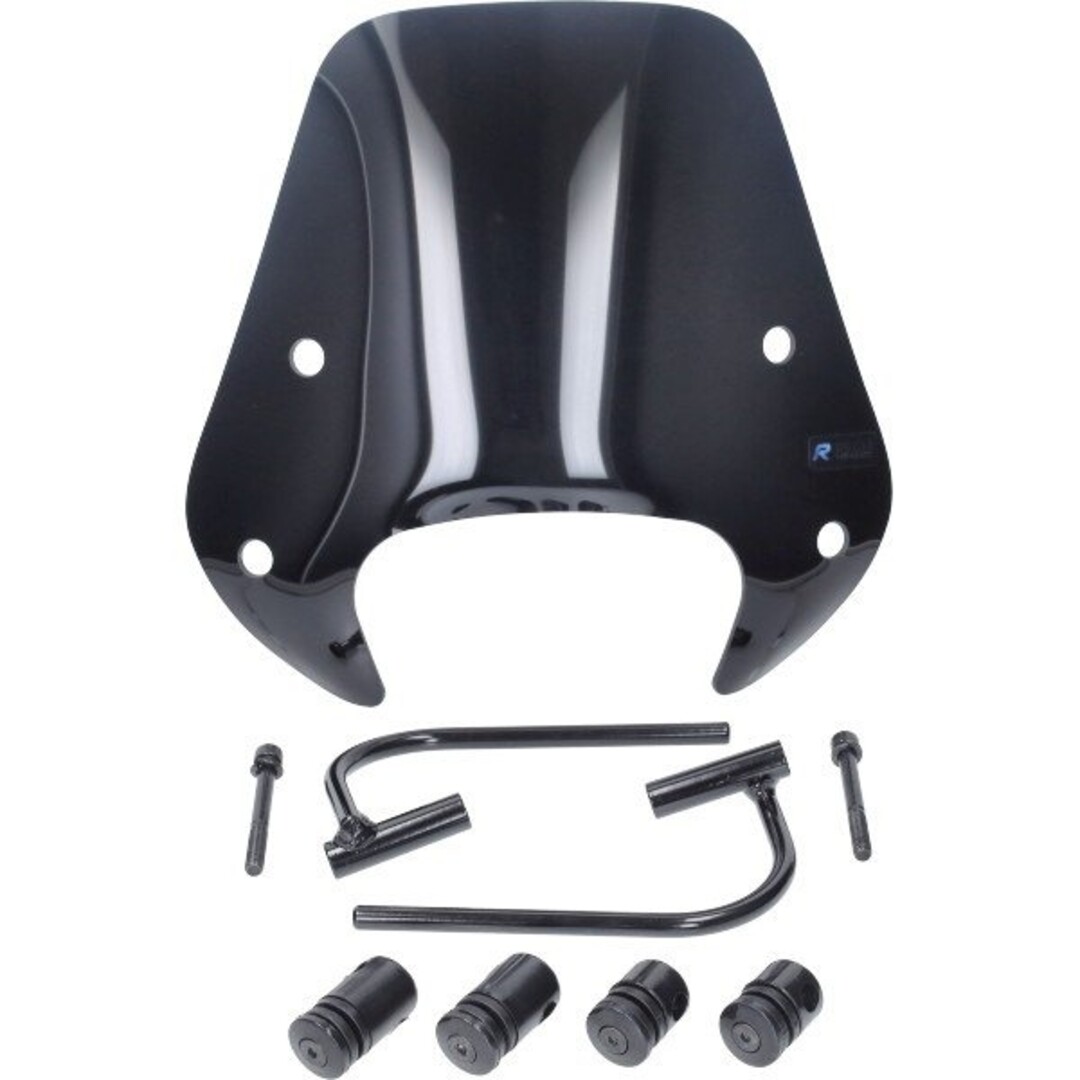 Piaggio windscherm + bev. set laag (made in EU) voor 72085 zip2000 30cm zwart glans Regia