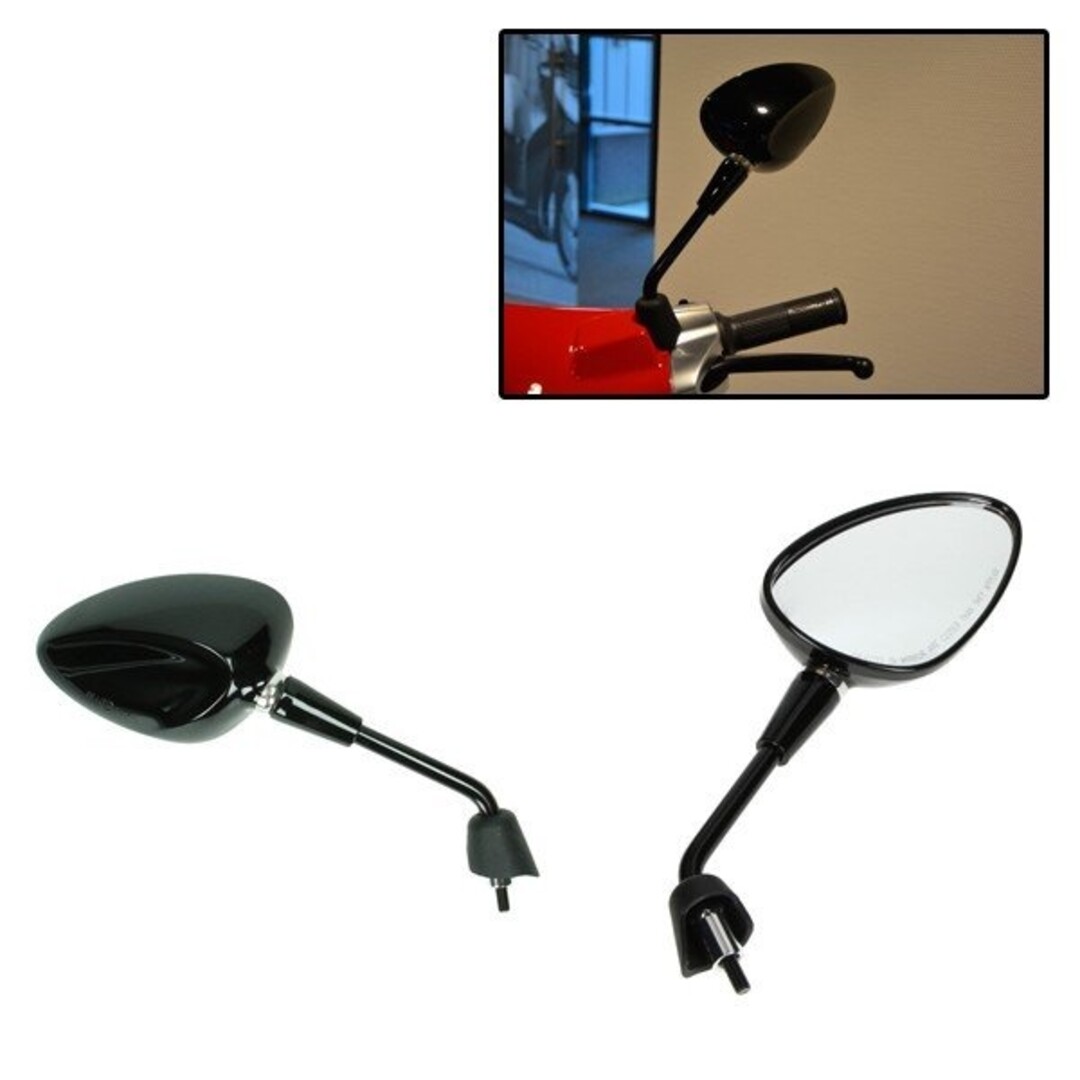 Originele spiegelset kort model zwart glans met E-keur – Vespa Sprint, LX, LXV, Primavera, GT en GTV