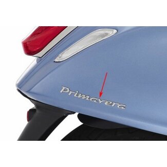 sticker piaggio woord [primavera] 15cm chroom piag orig 1b000942