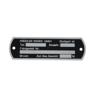 Kreidler plaatje framenummer kreidler