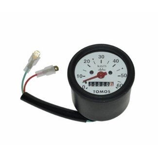 Tomos km tellerklok quadro/tomos 60mm wit orig 234355