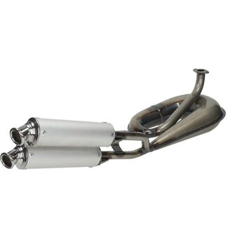 Tomos uitlaat circuit dubbele demper tomos blank/alu tecno