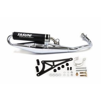 Piaggio uitlaat cpl yasuni-Z sco piaggio 2t chroom/zwart yasuni tub418bcr