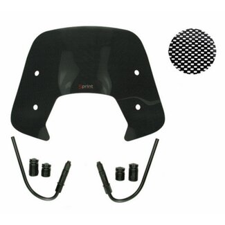 Vespa windscherm + bev. set laag (Made in EU) sprint carbon