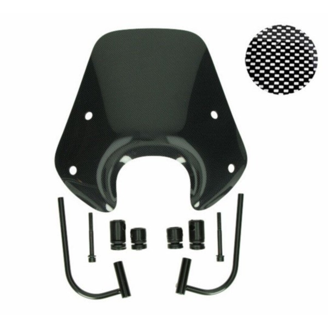 Piaggio windscherm + bev. set laag (Made in EU) zip2000 30cm carbon