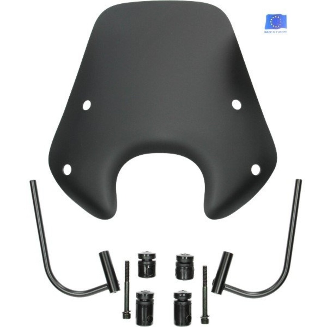 Piaggio windscherm + bev. set laag (Made in EU) zip2000 30cm zwart mat Regia