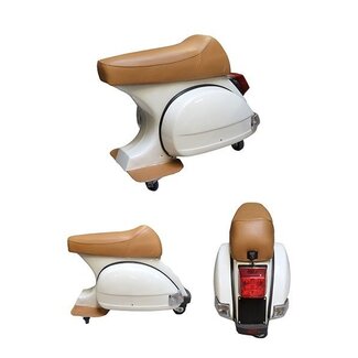 Barkruk Vespa PK50 wit/bruin