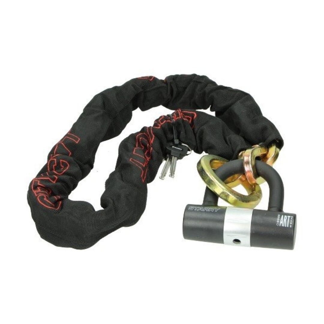 Starry Citycat ART 4‑sterren kettingslot met U‑beugel (mini U‑slot) en 120 cm ketting – geschikt voor smalle spaken China‑scooters