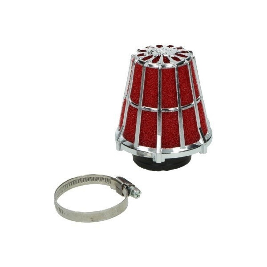 Malossi powerfilter e5 recht 42mm chroom/rood malossi 047729.k0