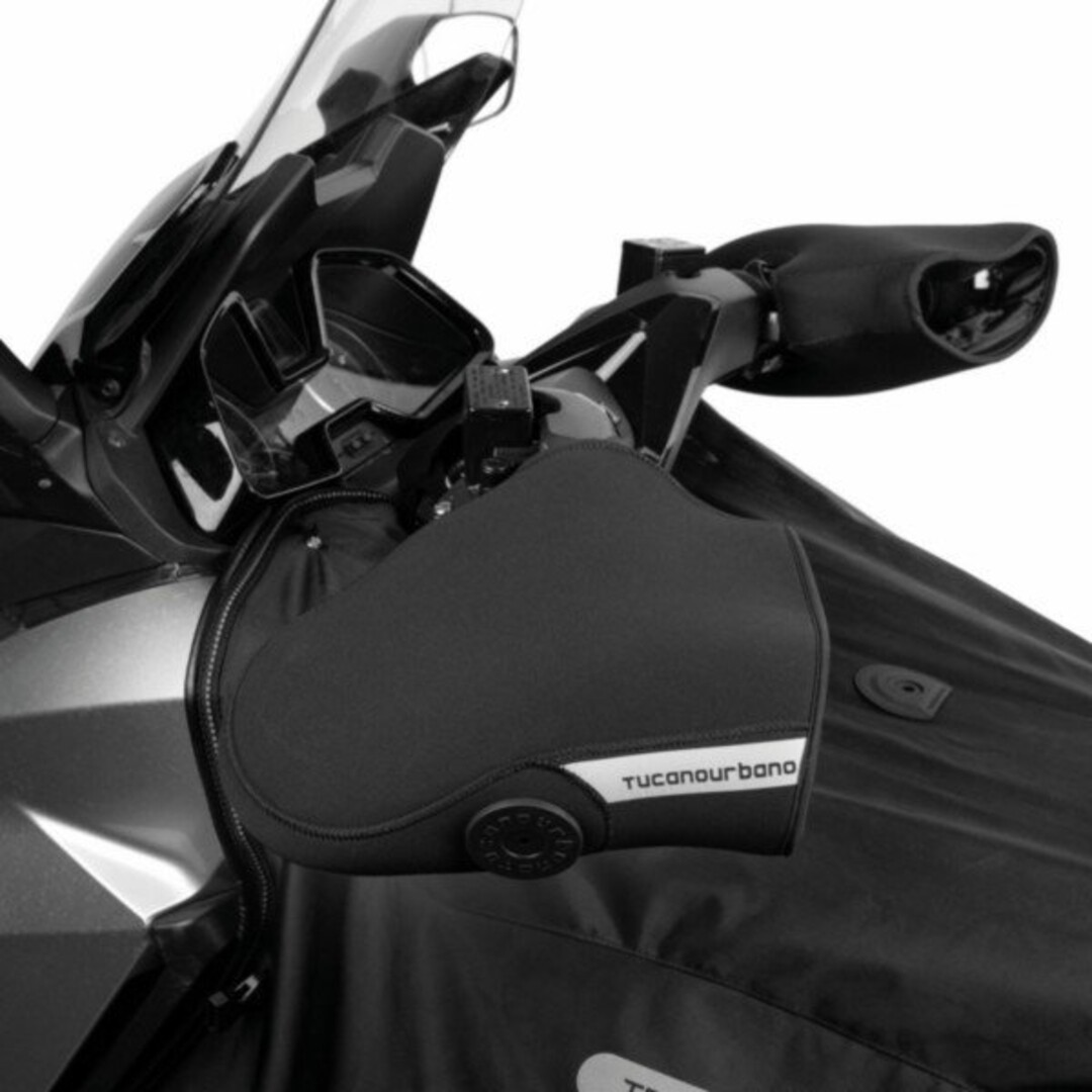 Tucano neopreen handmofset zwart R369X – maxi‑scooter & motor handbescherming voor sturen met bar‑end gewichten