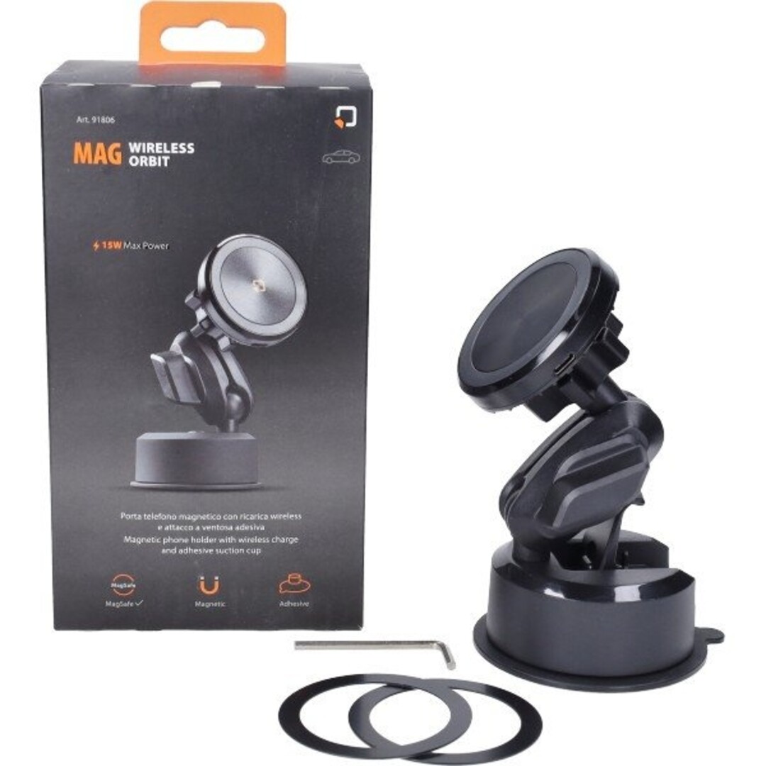 Universeel houder telefoon oplader Mag Wireless Orbit voor bijv. op dashboard/vooruit optiline 91806