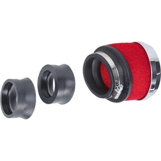 Malossi powerfilter e13 schuin motor 42/50/58.5mm chroom/rood malossi mhr 0413527