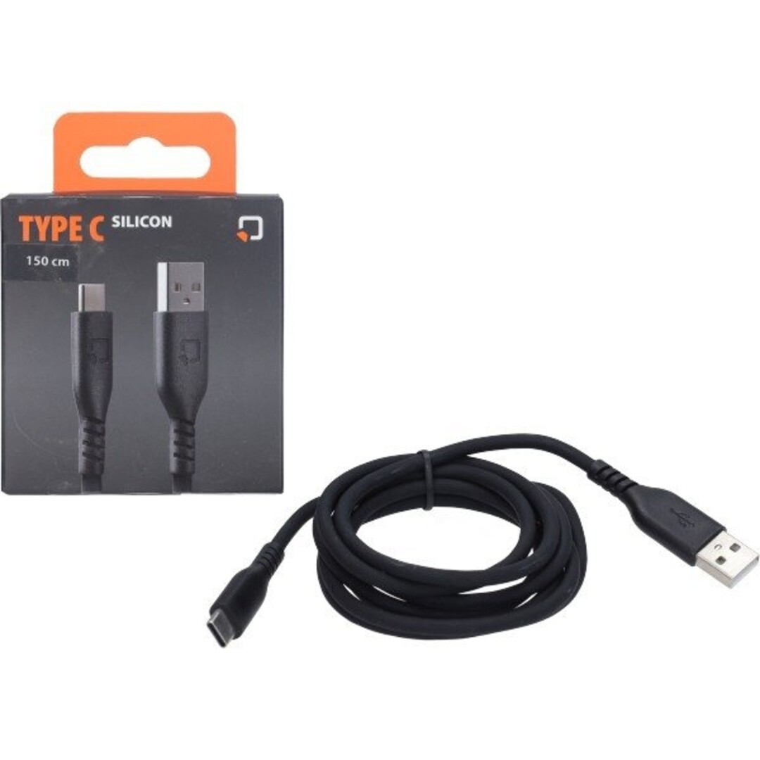 oplaadkabel silicone usb A > usb C 150cm zwart optiline 91788