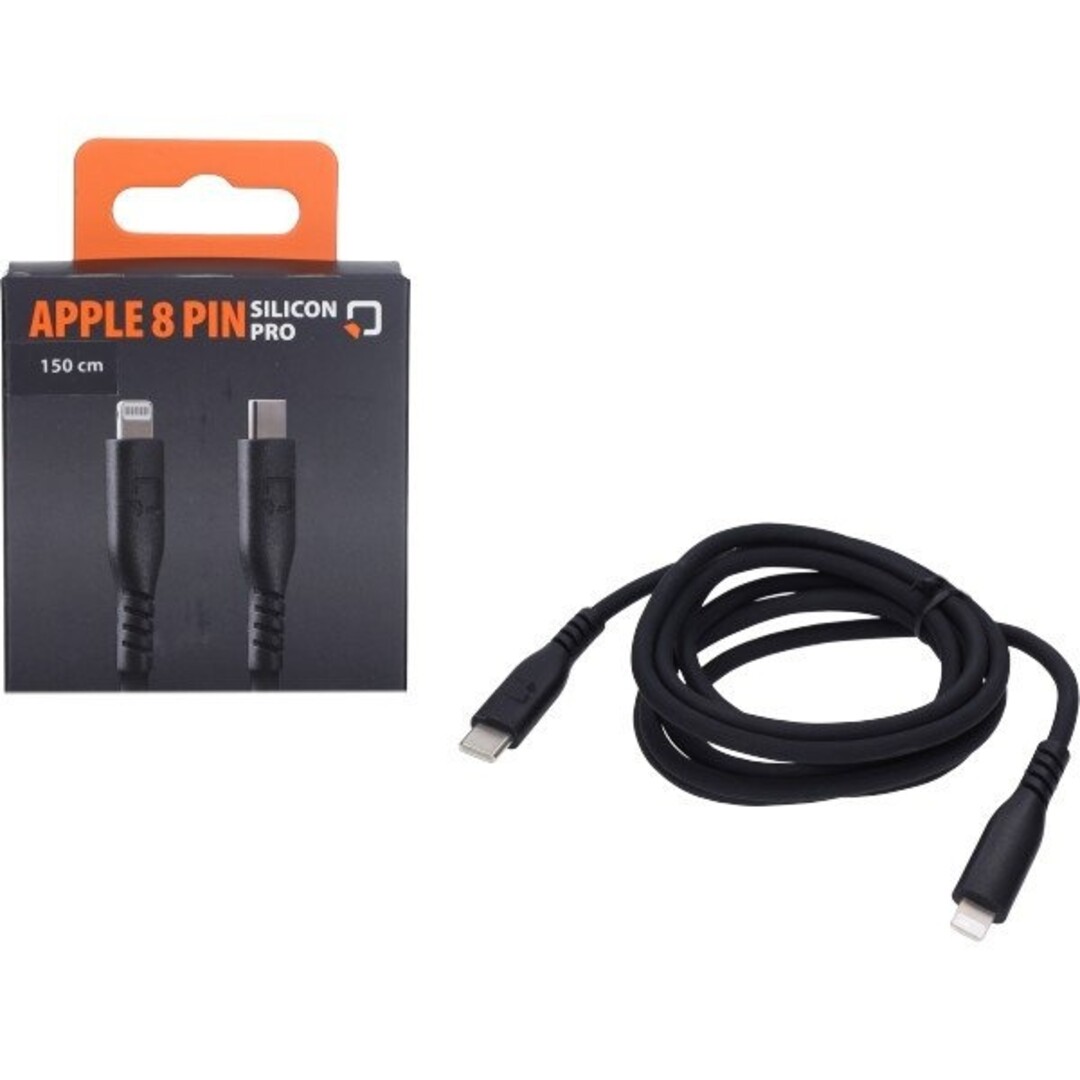 oplaadkabel silicone usb C > apple 8 pin 150cm zwart optiline 91785