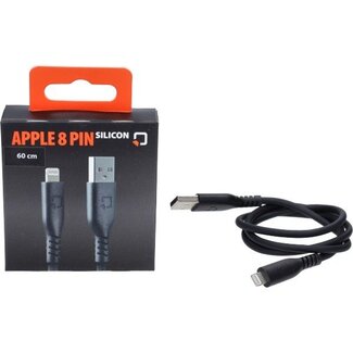 oplaadkabel silicone usb A > apple 8 pin 60cm zwart optiline