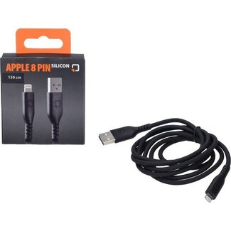 oplaadkabel silicone usb A > apple 8 pin 150cm zwart optiline 91782