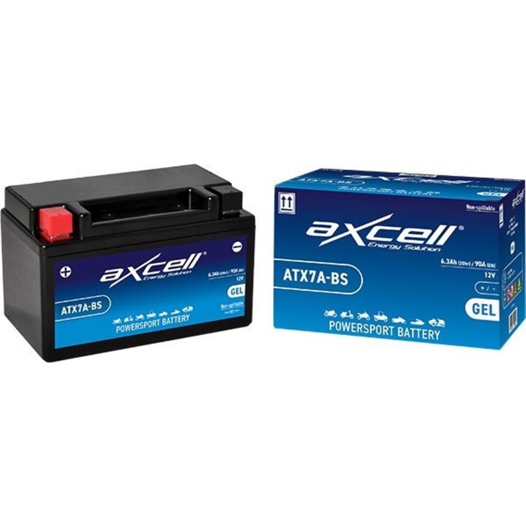 Axcell accu ATX7A-BS / YTX7A-BS SLA/GEL – 12V onderhoudsvrije scooteraccu voor Peugeot 4T, Kymco 4T, SYM 4T en China 4T scooters