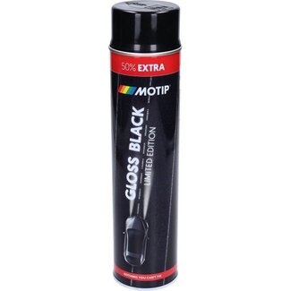 spuitlak 600mL spuitbus zwart glans motip 604005