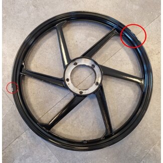 Puch wiel aluminium sport-1 (SCHADE) minder goed gespoten zwart glans past op puch maxi fast-arrow