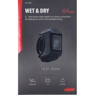 Lampa stuurschakelaar lampa aan/uit waterdicht 22-32mm 6amp zwart