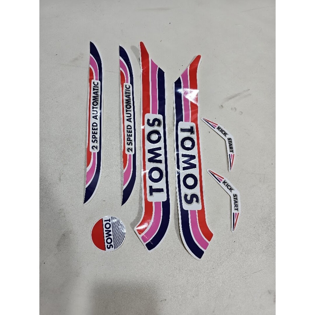 Tomos Tomos A3 stickerset Rood/Rose/Blauw