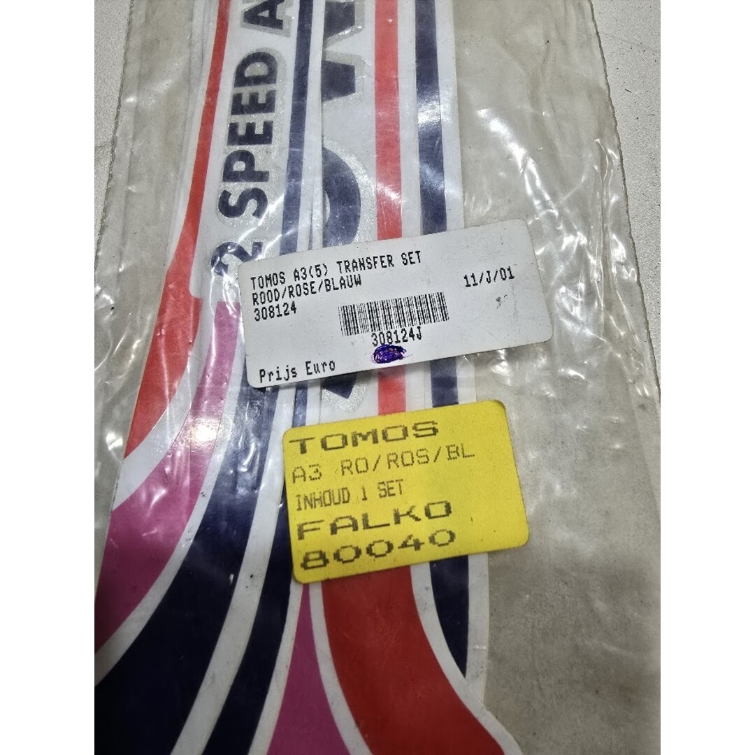 Tomos Tomos A3 stickerset Rood/Rose/Blauw