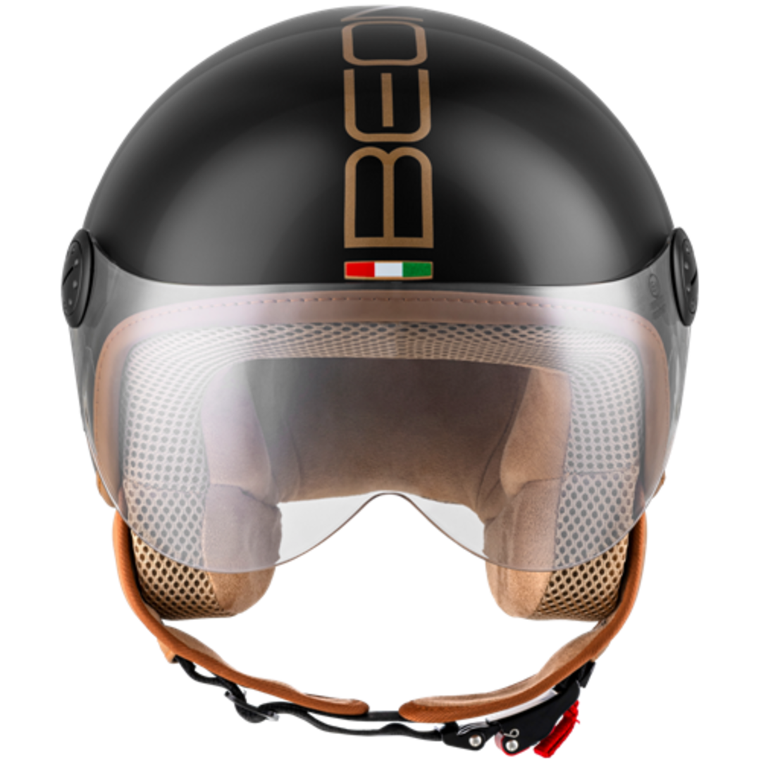 Beon BEON DESIGN LUXE jethelm mat zwart – maat XS, compacte luxe helm met spiegelvizier