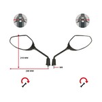 Spiegelset zwart DMP met E-keur – geschikt voor SYM Jet4 4T, Orbit, Symphony, Symphony SR en Peugeot Tweet – 10mm aansluiting