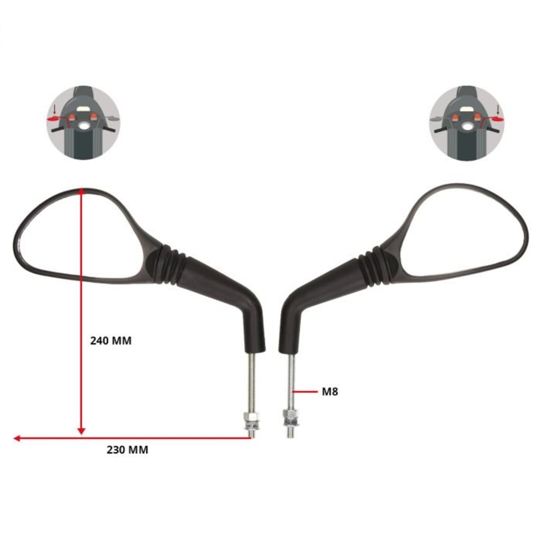 Peugeot Zwarte DMP spiegelset voor Peugeot Speedfight 2 en Vivacity – links & rechts