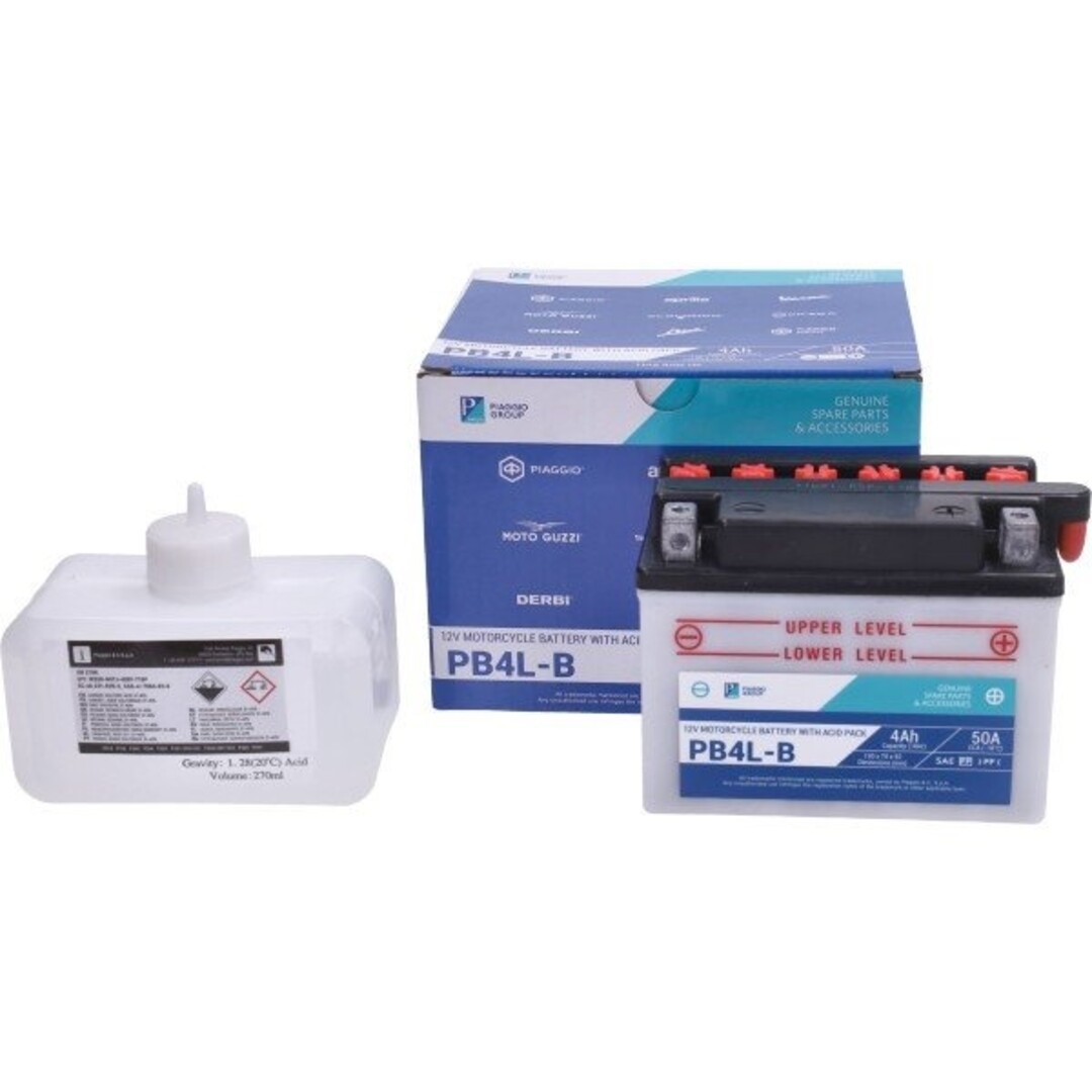 Piaggio accu Piaggio origineel pb4l-b 12v 4amp past op sco piaggio 2t 1l004079